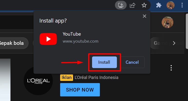 Cara Pasang Aplikasi Youtube Di Desktop Untuk Pc Klik Install
