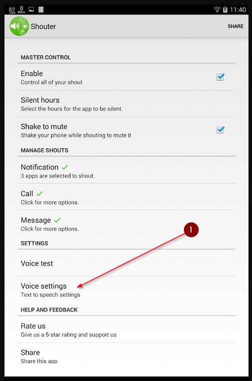 Voice Settings Untuk Ubah Pengaturan Suara Notifikasi Di Aplikasi Shouter