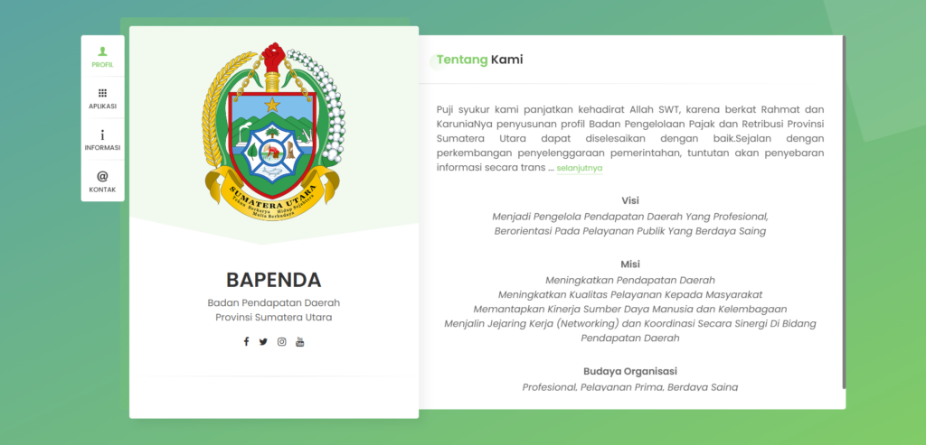 Website Bapenda Sumutprov