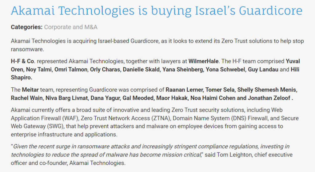 Akamai Technologies Is Buying Israel’s Guardicore